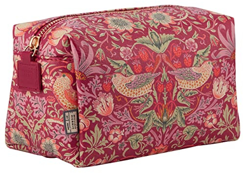 William Morris At Home Wash Bag, Zip Pull Toiletry, Cosmetic and Beauty Organiser, Vegan Leather, Travel Size, Gym or Holiday Essential, Medium Size, Cruelty Friendly, Gift For Her, L18 x W11 x H10 cm