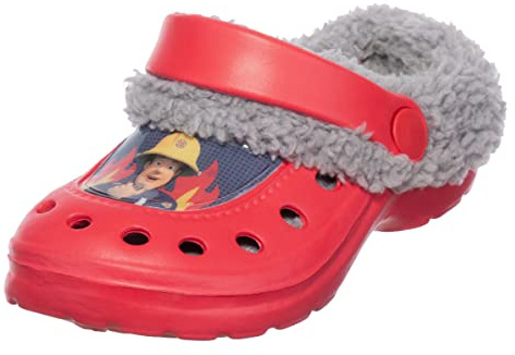 Brandsseller Zuecos para niños, bombero, invierno, zapatos de jardín, ligeros, cálidos, forrados |