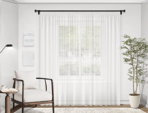 Gardinestan Gardinenvorhang mit Kräuselband Trasparent halbtransparent mit Bleiband weiße Gardinenstores Store Webstore perfekt in verschiedenen Größen (Breite 200cm Höhe 230cm (Dekobreite 100cm))