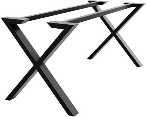 MetaloPro Tischbeine Metall, Schwerlast Stahl Schreibtisch Beine, Tischkufen Schwarz und Schrauben, Bodenschoner, Trapez Tischgestell für Moderne Couchtisch, Esstisch, Wohnzimmertisch – 180x70x72 cm
