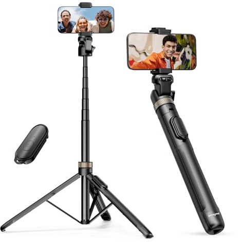 Sensyne 72 Extendable Tripod for iPhone & Selfie Stick with Detachable Phone Holder & Wireless Remote, Compatible with All Cell Phones, Black