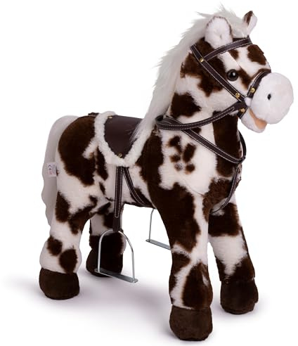 Pink Papaya Stehpferd zum draufsitzen | 60cm Spielpferd zum Reiten Felix | Pferd zum Reiten für Kinder mit Sound | Sattel Pferd