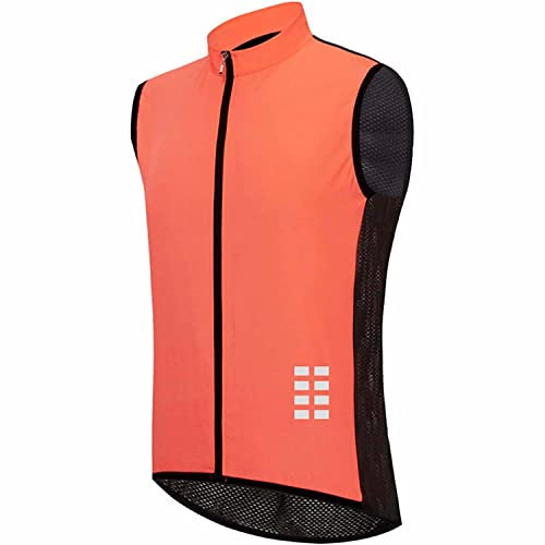 SMTSEC Fahrradweste Herren Damen Reflektierend Winddicht Windstopper Laufweste Wasserdicht Atmungsaktiv MTB Warnweste Fahrrad Ärmellose Weste Jacke Radweste Leicht Softshellweste Sportweste,Orange-XL