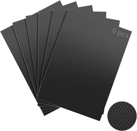 Aobrill Nastro antiscivolo in gomma, 6 pezzi, forte adesivo, antiscivolo, tagliabile, resistente al calore, personalizzabile con impugnatura per maniglie e superfici di contatto (15 x 22,5 cm, nero)