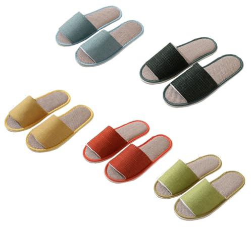Teceyfeet Pantoufles Antidérapantes Invités - Lot de 4 Chaussons Lavables pour Hommes et Femmes - Slippers de Maison et d'Hôtel