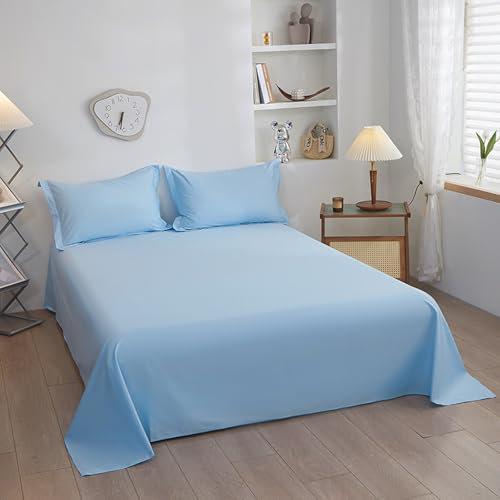 JIANINGHOME Bettlaken ohne Gummizug 230x250cm /3pcs,Weiches und pflegeleichtes Betttuch aus Baumwolle ohne Gummizug