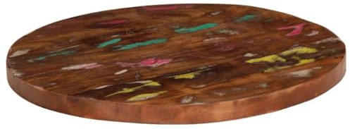 Generisch Tischplatte Ø 60x2,5 cm Rund Altholz Massiv,jiangboyue-370024