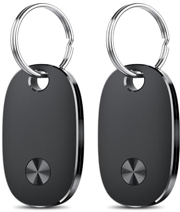 Air Tracker Tags-2 Pack, Bluetooth Tracker Works with Apple Find My APP (iOS Only), Keys Finder and Item Locator for Luggage, Backpack, Suitcases, Replaceable Battery, IP67 Waterproof Tracking Tag