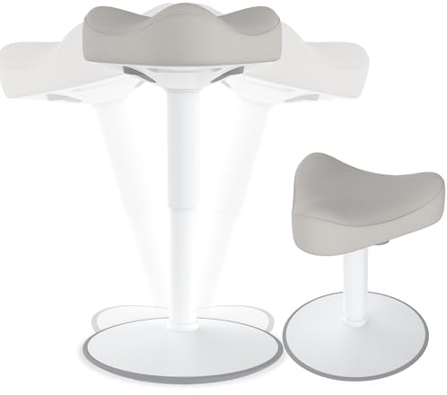HENGMEI Ergonomischer Hocker Wackelhocker Bürohocker Stehhocker Stehsitz 360° Neigbar Sitzhocker Schreibtischhocker mit Schwingeffekt Arbeitshocker (47-65 cm Höhenverstellbar, Dreiecke, Hellgrau)