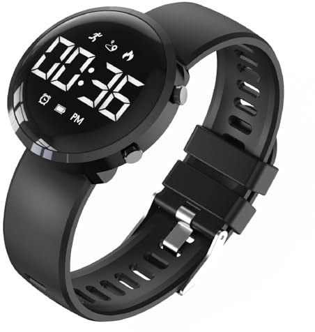 Konewos Kids Digital Fitness Tracker Watch, Outdoor Sports Boys Girls Children Wristwatch, Waterproof, with Alarm Clock, Stopwatch, Pedometer Watch (Black)