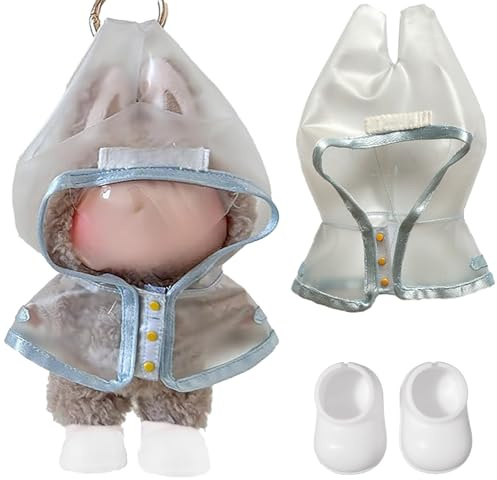 Raincoat Outfit, Raincoat Set for 17cm Dolls, Small Animal Rainwear Hooded Cape Clothes Accessories, Collector Display Birthday Gift (No Doll)