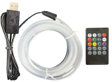 Xijobido Iluminación Ambiental para Coche - Luces LED de 7 Colores Activadas por Voz en Forma de Cuerda | para Automóvil Salón Dormitorio Televisor Estantería Monitor Salpicadero