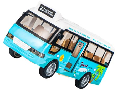 UPKOCH Juguete Autobús Escolar Infantil con Luz y Música de Simulación de Bus para Puertas Abatibles Color Azul