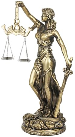 Lady Justice Staty, hartsstatyett skulptur för inredning av hemmakontor, bordsdekoration, staty, advokatgåva, bokhylla och skrivbordsdekor för vardagsrum, studie, bibliotek, bokhylla