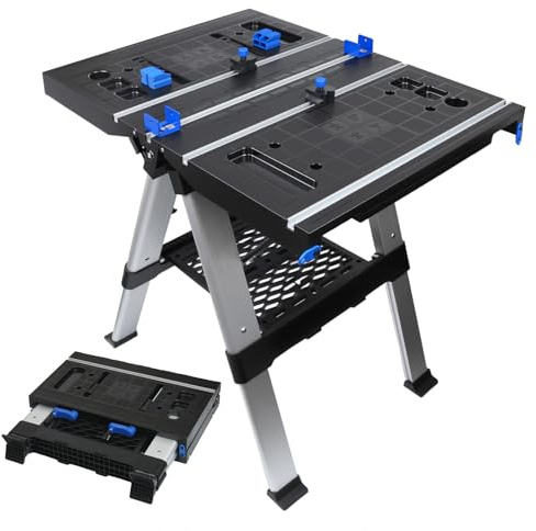 Easy Setup Portable Folding Workbench, Express Foldable Work Table, 32 W x 24 D x 32 H Lightweight Multifunctional Worktable with 1000 Lbs Load Capacity, Work Benches Suitable for Garage and Home