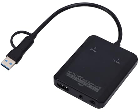 Zunate Convertidor de VHS A Digital, Tarjeta de Captura de Vídeo USB con Interfaces Duales USB A y C para Reproductores de DVD VCR, Convierte Archivos MP4 Analógicos A Digitales 1080P