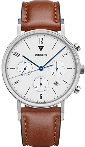 Junkers Dessau Analog Quarzuhr Chronograph Lederarmband Saphirglas weiß 9.19.01.04