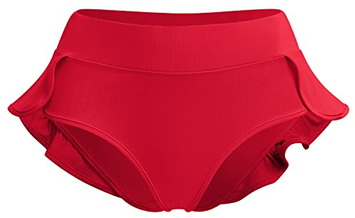 IBAKOM Jupe-short taille haute à volants pour femme - Pour yoga, jogging, gym, entraînement, hipster, rave, bas, danse sur scène, pole dance - Mini short - Vêtements de sport - Lingerie - Jupes, Rouge