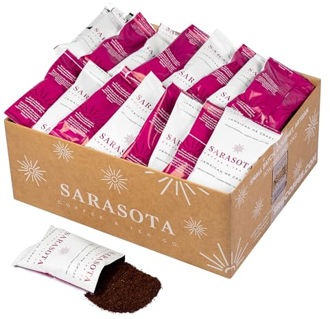 Jamaican Me Crazy Flavored Coffee Packets – Medium Roast Ground, 2oz Bulk Packs for 12-Cup Drip Coffee Maker, Low Acid, Mold Free, 36 Count