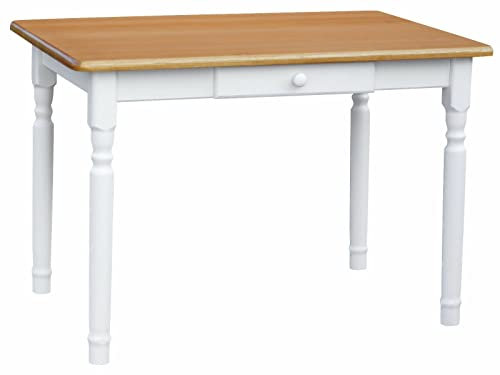 k koma Esstisch Küchentisch Tisch MASSIV Kiefer weiß Honig MIT SCHUBLADE - NEU Alder (60 x 100)