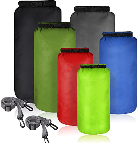 Shappy 6 Pcs Waterproof Dry Bag Set Ultralight Stuff Sack 20/15/10/8/5/3L Backpacking Bag with Long Adjustable Strap Outdoor Keep Gear Dry Sack for Camping Kayaking Boating Hiking Travel(Mixed Colors)