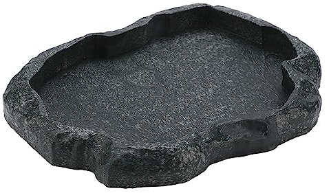 Mangeoire pour Reptiles, Bol D'eau pour Reptiles Bols D'eau et de Nourriture pour Reptiles, Bol D'alimentation en Résine ABS Durable pour Reptiles et Eau pour Léopard Gecko Lézard Araignée(Noir M)