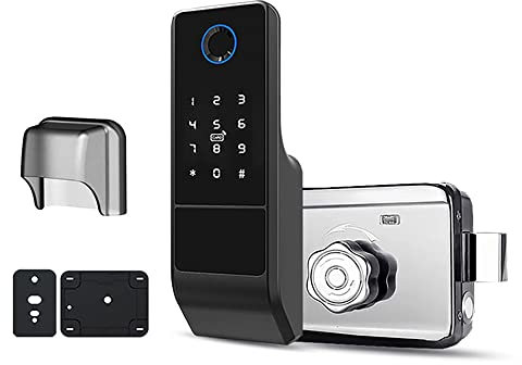 Geieold ÉTanche Tuya Wifi Serrure de Porte Intelligente Mot de Passe NuméRique Double Empreinte Digitale Serrure de Jante éLectronique pour Porte de Porte en Fer ExtéRieure