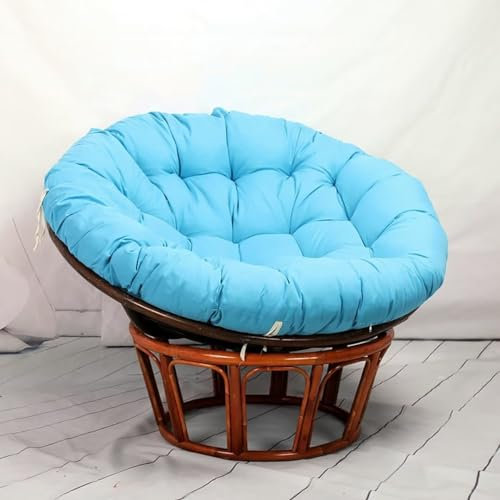 Hovoto Papasansessel Kissen, Papasan Sitzkissen für Hängesessel, Rund Papasan Sessel, Bequem Weich Sitzkissen, Hängesessel Kissen für Korbsessel, Garten Stuhlauflag, Himmelblau, 130 * 130cm