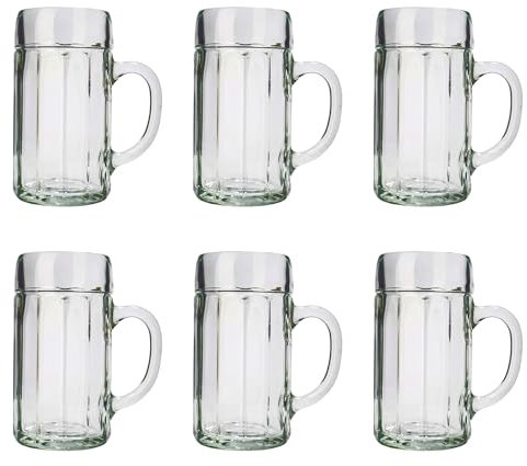 ich-zapfe.de Bicchieri Birra, Boccali Birra Set di 6 - Angolo, 1 litro