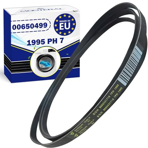 Courroie Seche Linge Poly-V 1995 PH 7 avec le Code Original 00650499 650499 pour Bosch pour Siemens pour Balay - MADE IN EU - Garantie de 10 Ans - MONTERAL