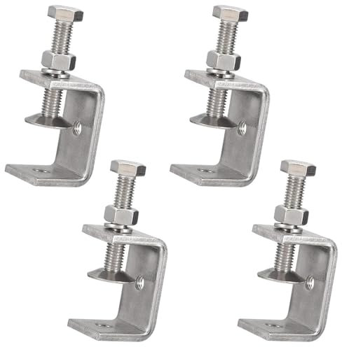 Cobenga Lot de 4 petites pinces en C en acier inoxydable, 25-42 mm en métal robuste, ensemble de pinces en U pour le travail du bois, outils de serrage avec large ouverture stable et coussinets de