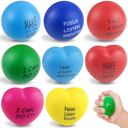 GZLCEU 8 Pcs Balle Anti Stress Adulte, PU Boule Anti Stress 2 Formes Boule Antistress pour Adultes et Enfants Soulager Le Stress et l'anxiété Balle Anti-Stress