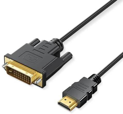 HDMI to DVI Adapter Cable,Bi Directional DVI-D 24+1 Male to HDMI Male Cable,High Speed Adapter Cable Support 1080P Full HDMI Compatible with Raspberry Pi,Roku,X-Box One,PS3/4/5,Graphics Card,2m