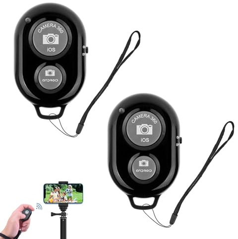 2 Piezas Control Remoto Bluetooth, Disparador Bluetooth Android, Wireless Remote Camera Selfie Compatible con Smartphones iOS y Android, Ideal para Fotografías y Vídeos a Distancia, Fácil de Usar