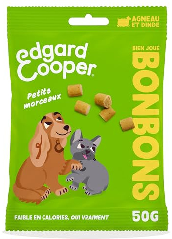 Edgard Cooper hundgodis, (lamm, 50 g påse), stort godis, färskt kött, lågt kaloriinnehåll, spannmålsfritt recept, godis för träning