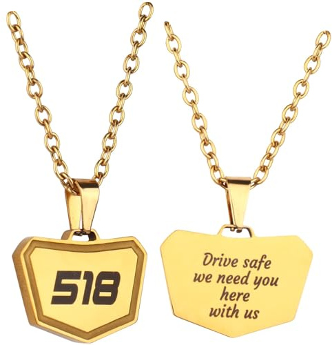 Collana con incisione personalizzata per numeri Motocross, collana da Dirtbike in acciaio inox con testo, regalo per uomini, L, Acciaio inossidabile, Non pietra preziosa