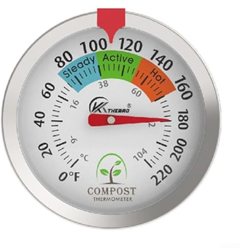 SiSinkal Termómetro de suelo de compost, para pila de compost de jardín, cama elevada e invernadero medición de temperatura con construcción impermeable IPX5 y resistente al óxido (50 cm)