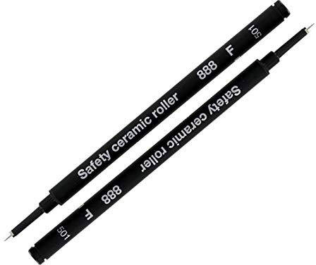 Schmidt German Roller Pen Black Refill Safety Ceramic Roller 888 F (2 Pieces)