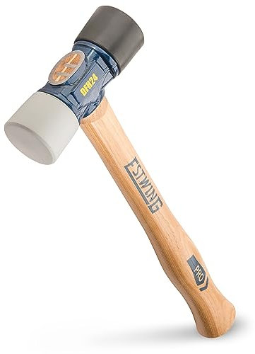 ESTWING Rubber Mallet - 24 oz Double-Face Hammer with Soft/Hard Tips & Hickory Wood Handle - DFH24