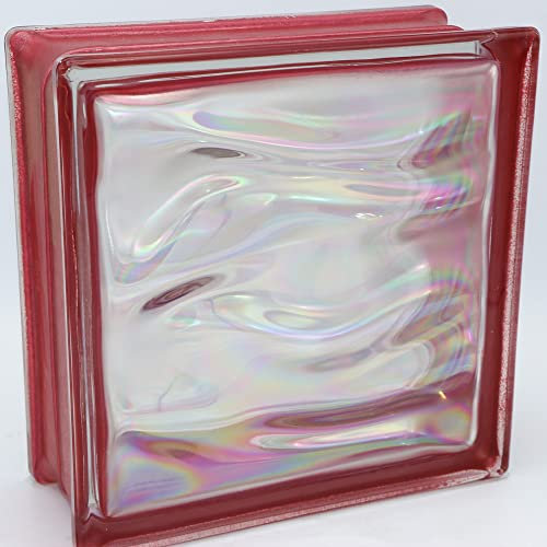 6 pieza BM bloques de vidrio AGUA perla rubí bloque de vidrio brillante 19x19x8 cm