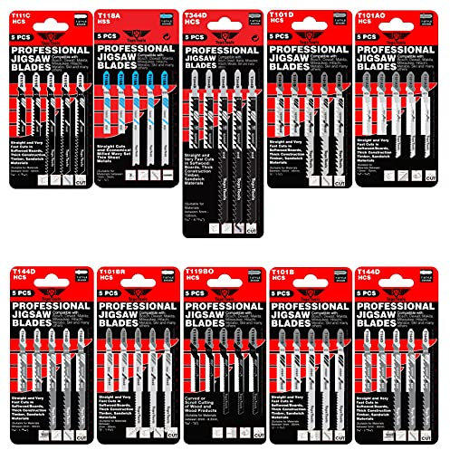50 x TopsTools JSTTK10 T101AO T101B T101BR T101D T111C T118A T119BO T144D T344D (152mm) Mixed Jigsaw Blades
