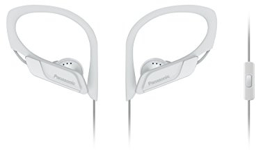 Panasonic RP-HS35ME-W sporthörlurar – headset för mobil telefon, utbytbara passbitar (S/M/L), IPX2 skydd, klämma, vit