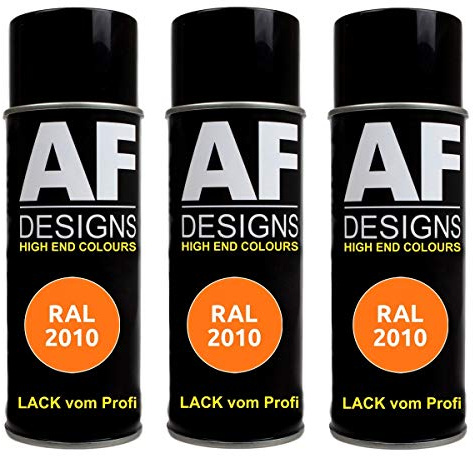 Alex Flittner Designs 3X Ral Pintura en Espray Pintura Coche Laca Colorida Lata de Aerosol RAL2010 Señal Naranja Brillante