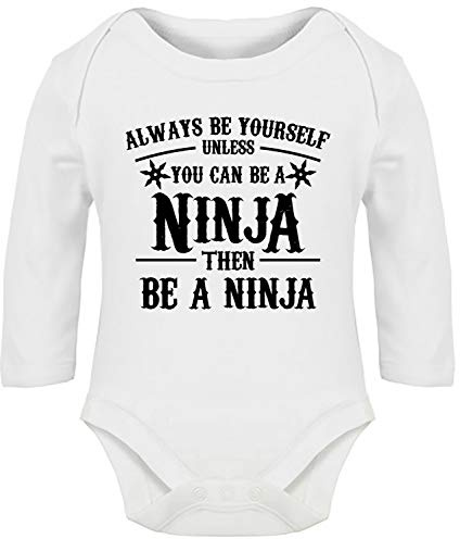 Hippowarehouse Always be Yourself Unless You can be a Ninja Baby Vest Bodysuit (Long Sleeve) Boys Girls White