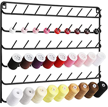 54 Soporte de Bobinas de carreter Set, Estante para Hilo de Coser, Organizador de Bobinas de Hilo, 6 Capas, Herramientas de Costura Artesanal para Acolchar, Bordar, Joyería (1, Negro)