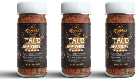 Foddies Taco Seasoning 3-Pack, Low FODMAP, Gluten Free, No Onion No Garlic, Vegan, Plant Based, IBS Friendly