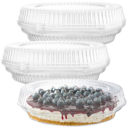 Supellectilem Recipientes desechables de plástico de 25.4 cm con tapas de bloqueo con bisagras, 10 recipientes redondos para tartas/flan para transporte