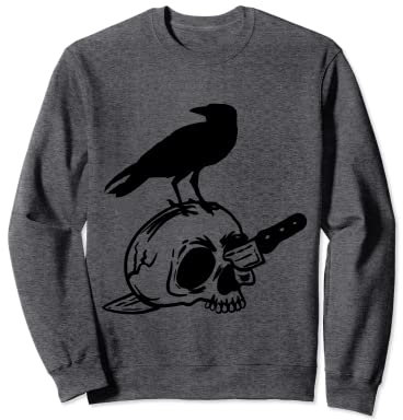 Totenkopf-Krähe, Raben, Dolchmesser, Halloween Sweatshirt
