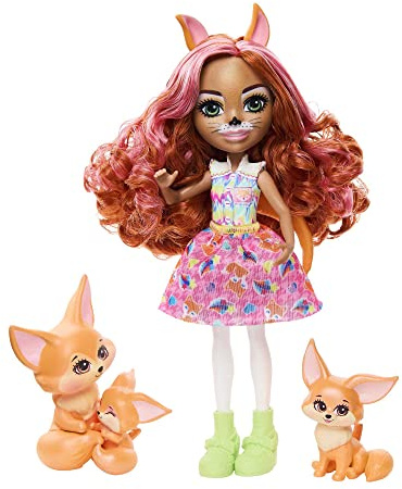 Enchantimals Familia de Zorros del Desierto Muñecas Zorro y Sus Hermanas, con Mascotas y Accesorios, Juguete +4 años (Mattel HNT60)