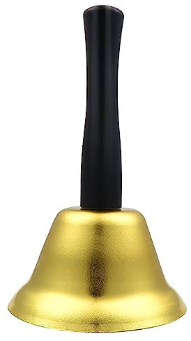 TOAOB Handglocke Klassische Hand Glocke Gold Holzgriff Tischglocke Service Bells Handklingel Rezeptionsglocke für Schule Abendessen am Empfang Hotelservice Meditationsgebet